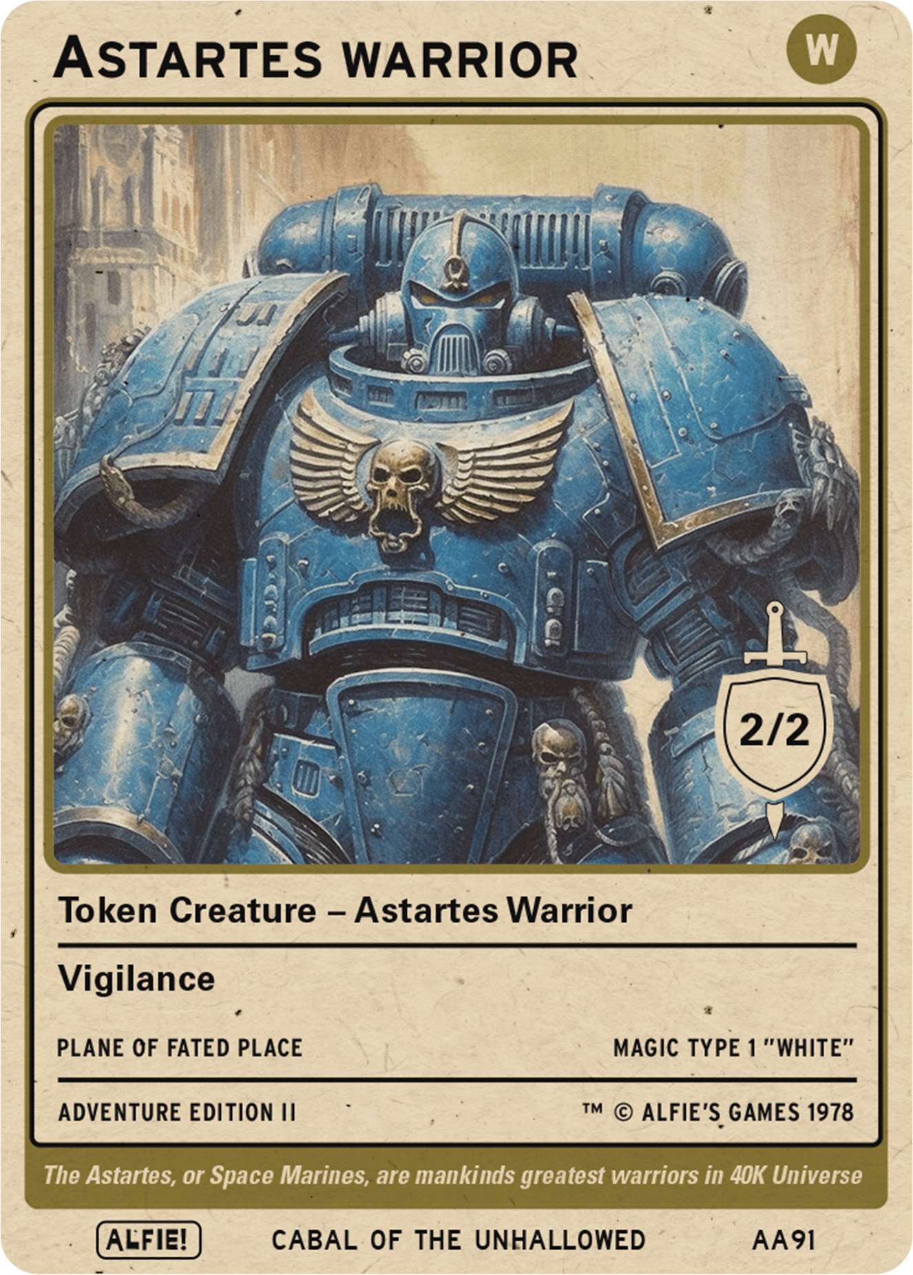 Astartes Warrior token Magic mtg | Custom Retro Style