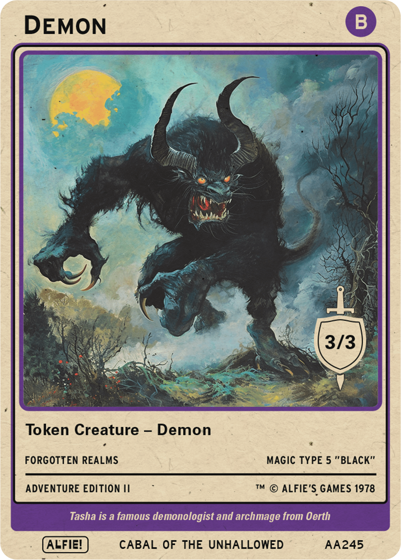 Demon 3/3 token Magic mtg | Custom Retro Style