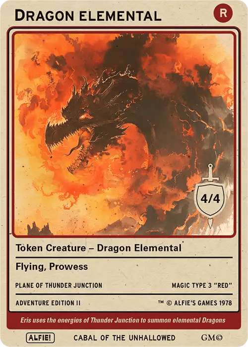 Dragon Elemental token Magic mtg | Custom Retro Style | Alfies! Dragon Elemental token Magic mtg | Custom Retro Style | Alfies!