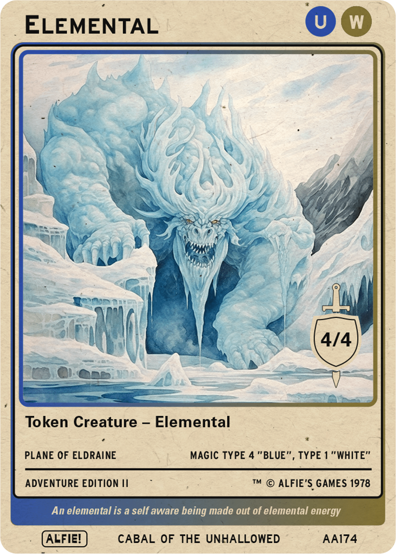 Elemental Blue White token Magic mtg | Custom Retro Style | Alfies! Elemental Blue White token Magic mtg | Custom Retro Style | Alfies!