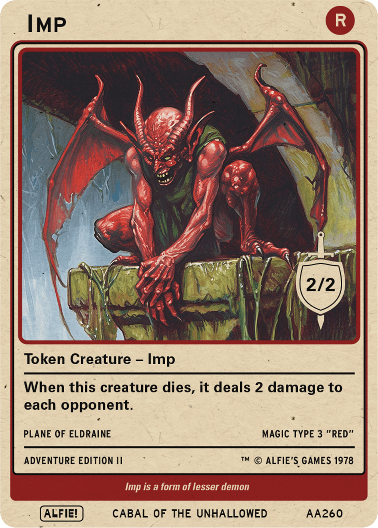 Imp Red token Magic mtg | Custom Retro Style | Alfies! Imp Red token Magic mtg | Custom Retro Style | Alfies!