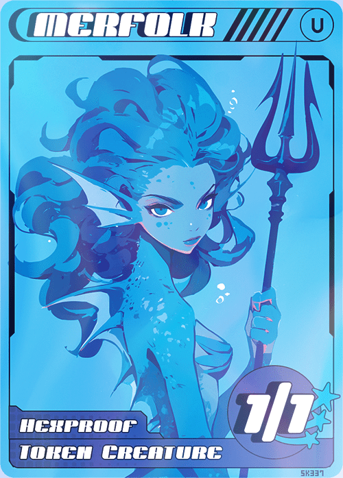 Merfolk Hexproof Foil token Magic mtg | Custom Anime Style | Alfies!