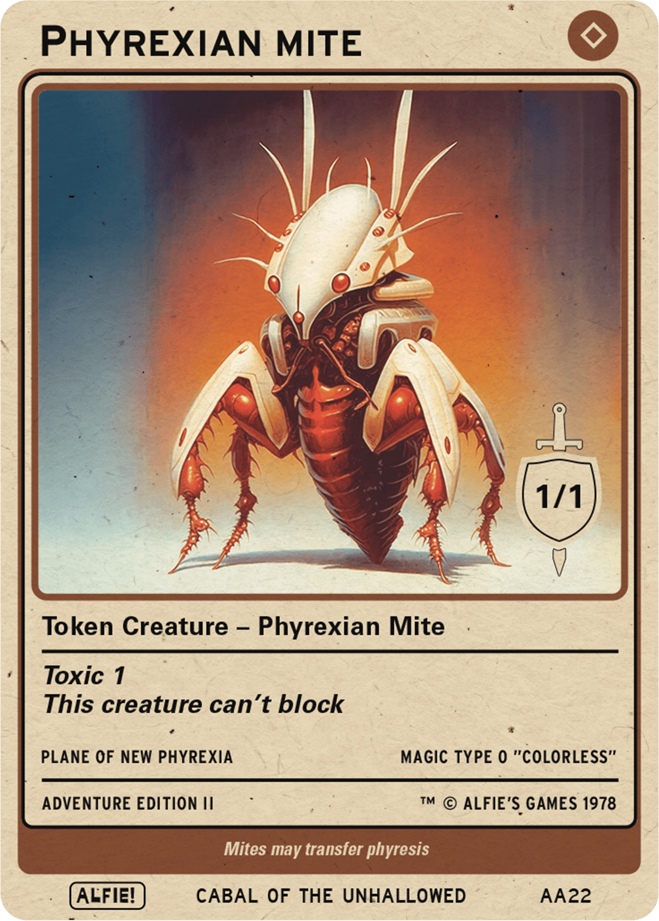 Phyrexian Mite token Magic mtg | Custom Retro Style | Alfies! Phyrexian Mite token Magic mtg | Custom Retro Style | Alfies!
