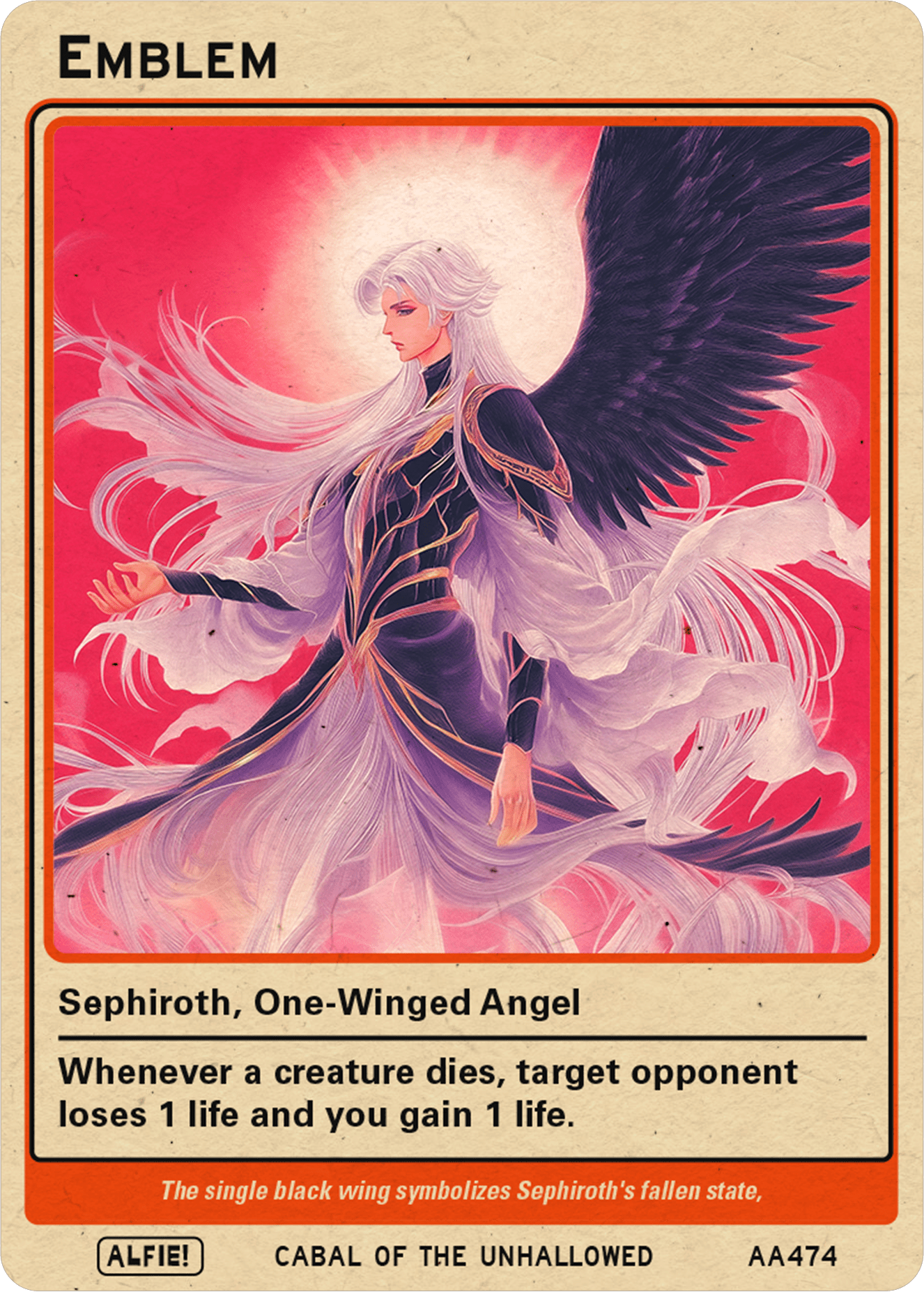 sephiroth mtg card price Sephiroth One-Winged Angel Emblem token Magic mtg | Custom Retro Style