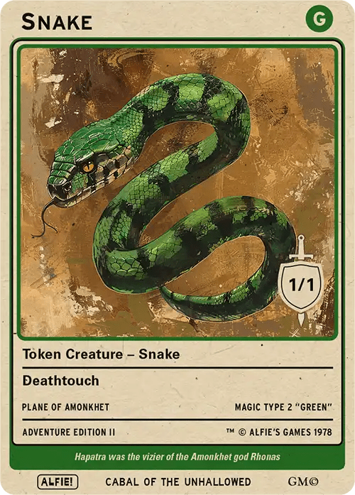 Snake Green Deathtouch token Magic mtg | Custom Retro Style | Alfies! Snake Green Deathtouch token Magic mtg | Custom Retro Style | Alfies!