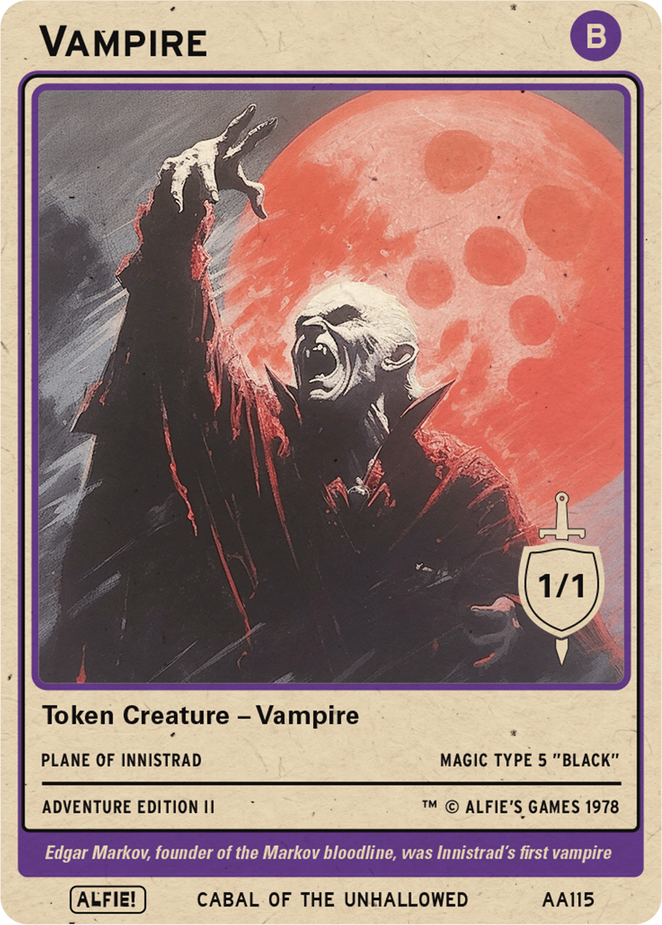 Vampire 1/1 Black token Magic mtg | Custom Retro Style