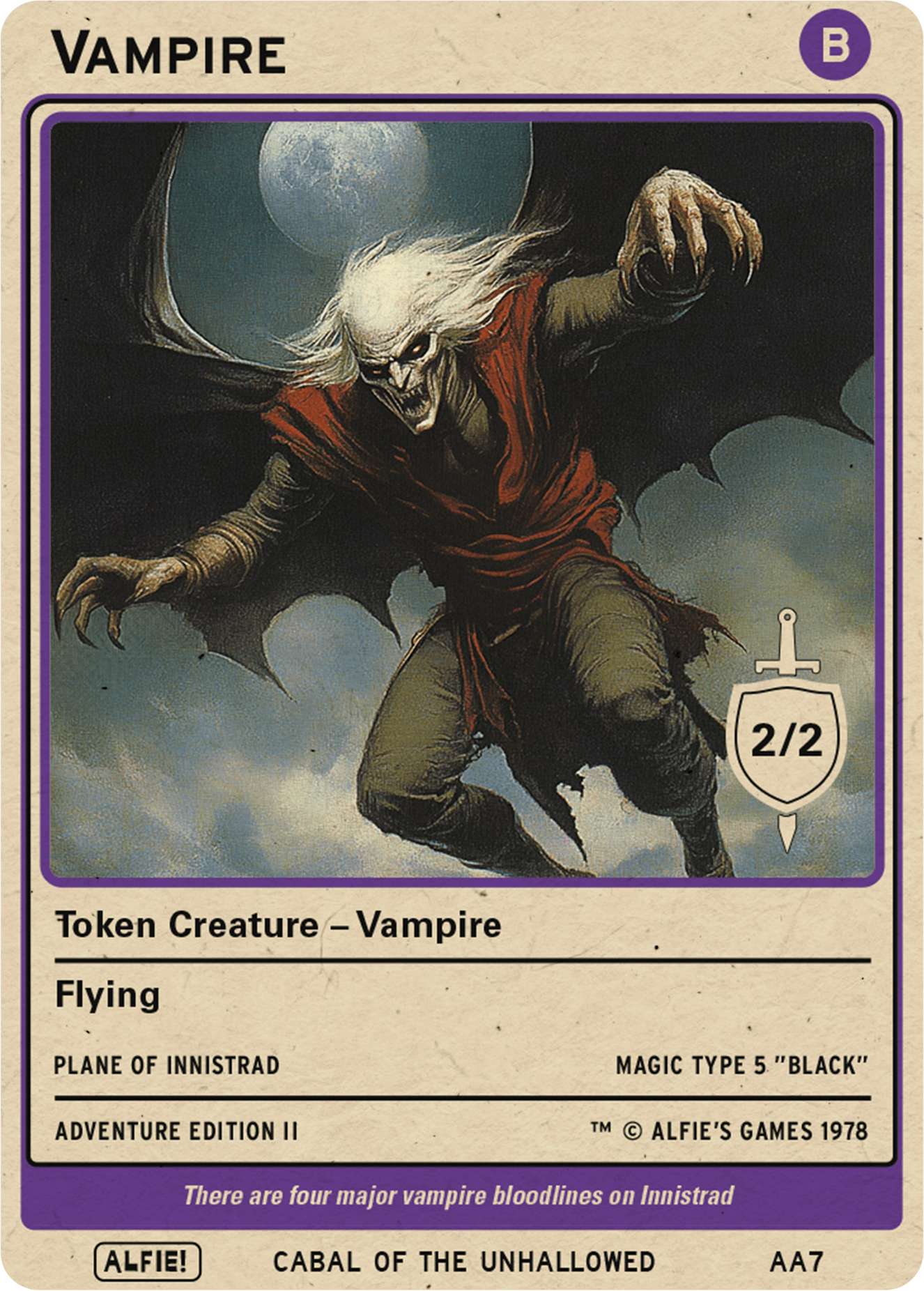 Vampire 2/2 Flying token Magic mtg | Custom Retro Style | Alfies! Vampire 2/2 Flying token Magic mtg | Custom Retro Style | Alfies!
