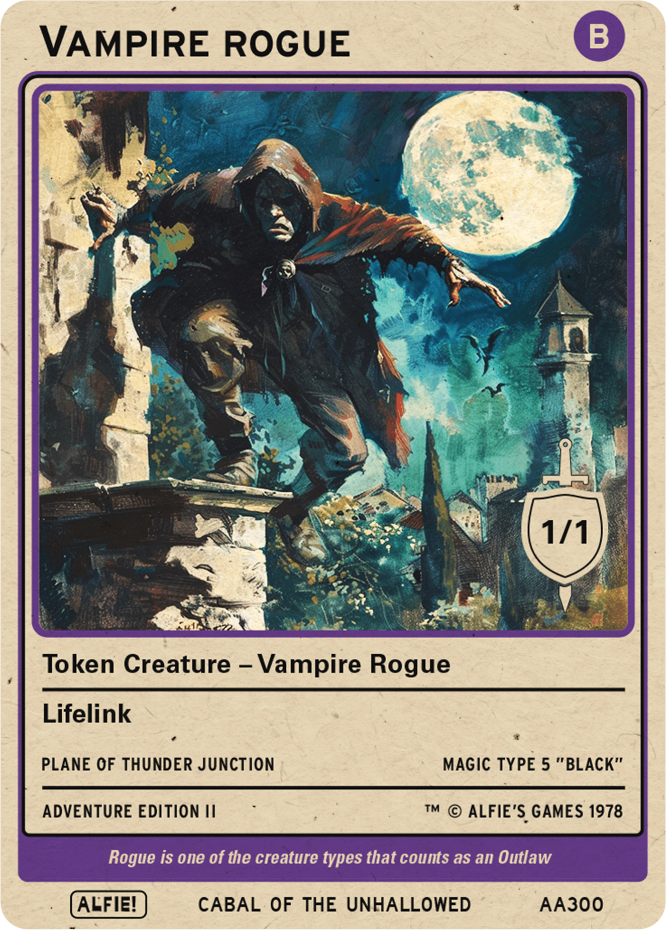 Vampire Rogue token Magic mtg | Custom Retro Style | Alfies! Vampire Rogue token Magic mtg | Custom Retro Style | Alfies!