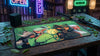 Clan Stone Leaf playmat on a table with leaf, katana and a deckbox