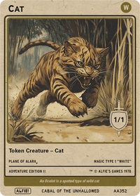 Cat 1/1 (no lifelink) token Magic mtg | Custom Retro Style