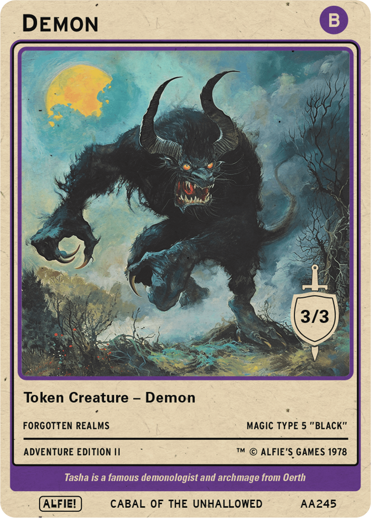 Demon 3/3 token Magic mtg | Custom Retro Style | Alfies! Demon 3/3 token Magic mtg | Custom Retro Style | Alfies!
