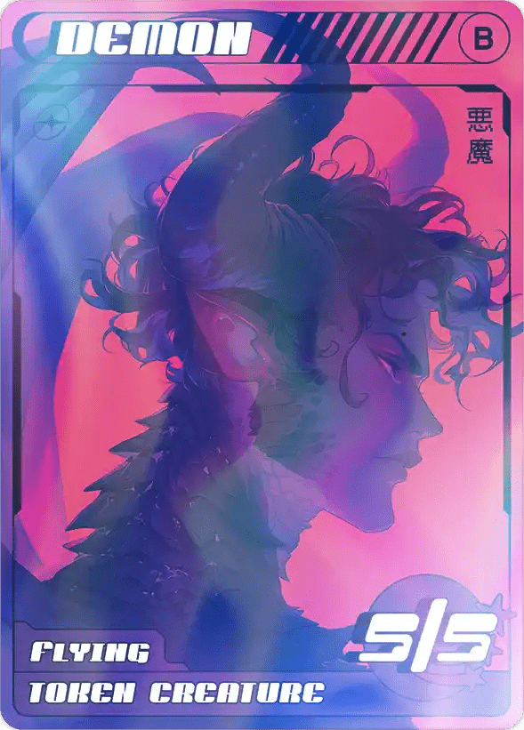 Demon 5/5 Foil token Magic mtg | Custom Anime Style | Alfies!