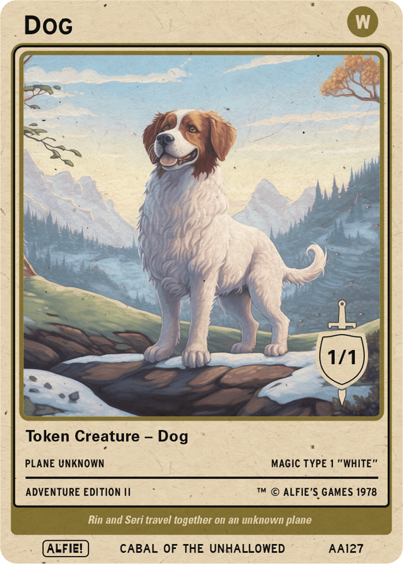 Dog Token Rpg Dog 1/1 token Magic mtg | Custom Retro Style | Alfies!