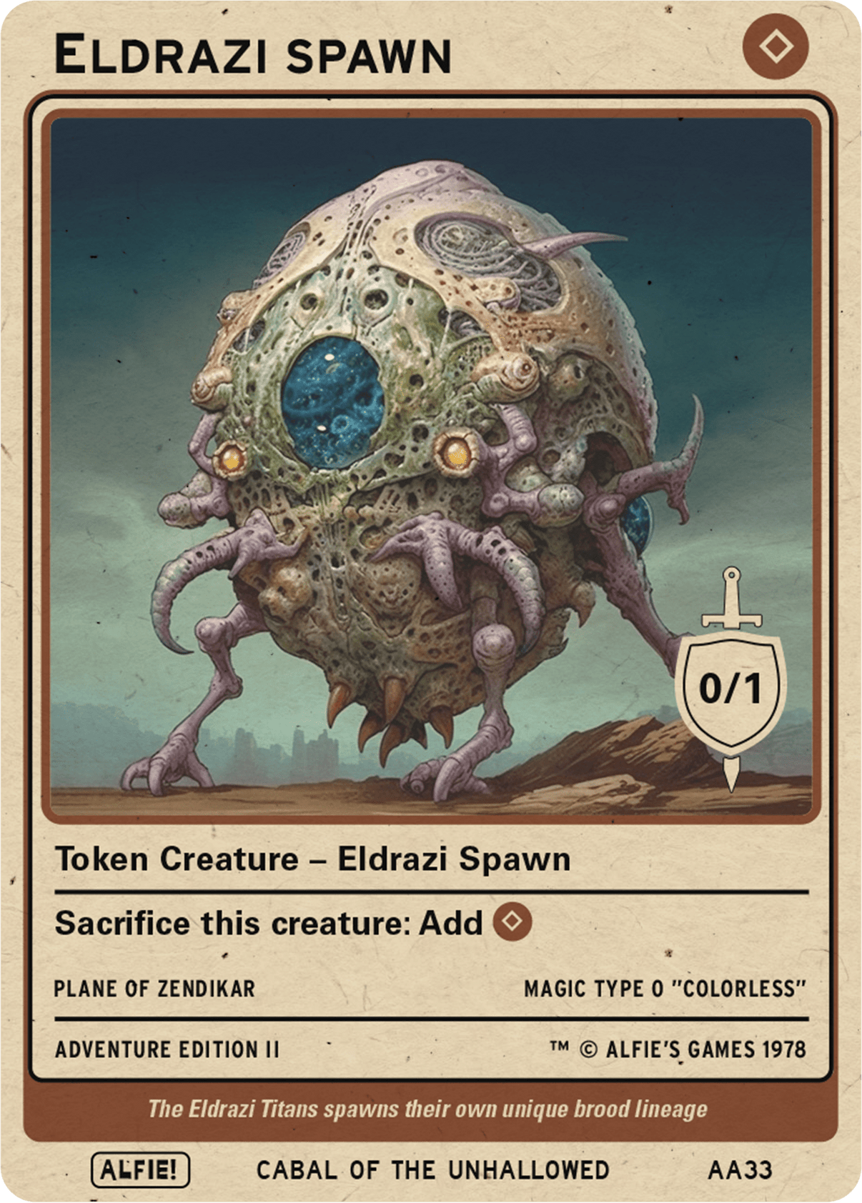 Eldrazi Spawn 0/1 token Magic mtg | Custom Retro Style | Alfies! Eldrazi Spawn 0/1 token Magic mtg | Custom Retro Style | Alfies!