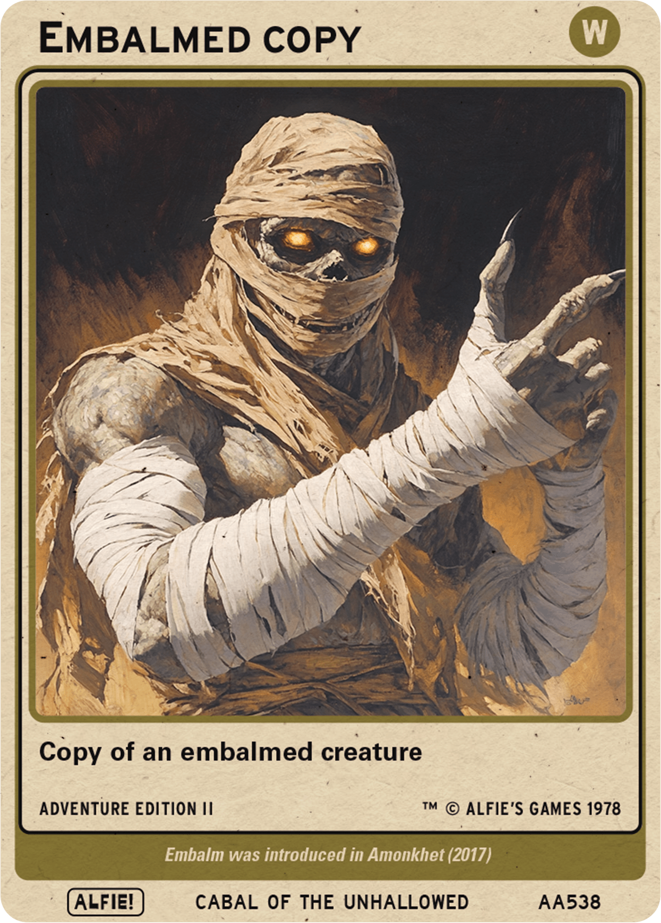 Embalm Creature token Magic mtg | Custom Retro Style | Alfies!