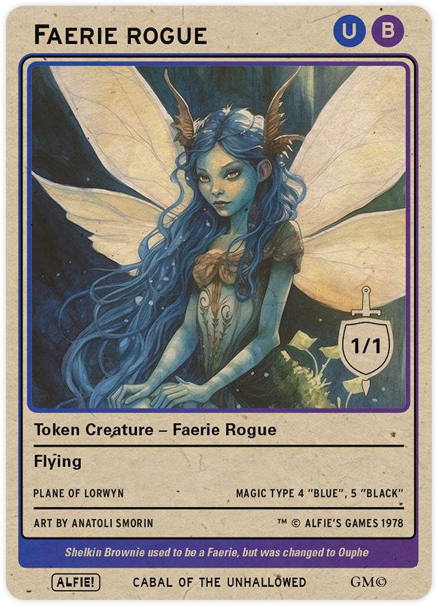 Faerie Rogue Blue Black Token – Alfies