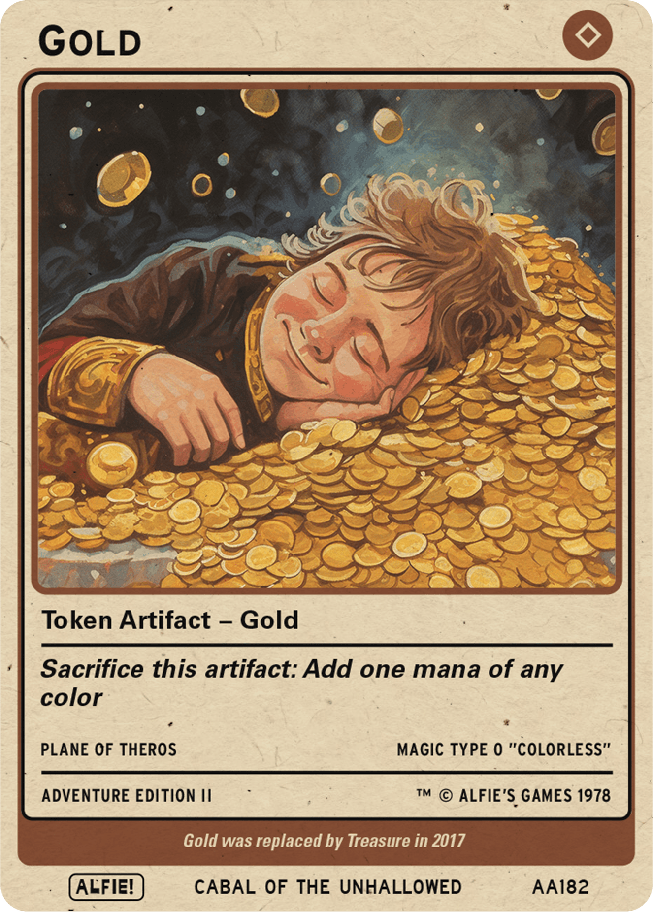 Gold token Magic mtg | Custom Retro Style | Alfies!