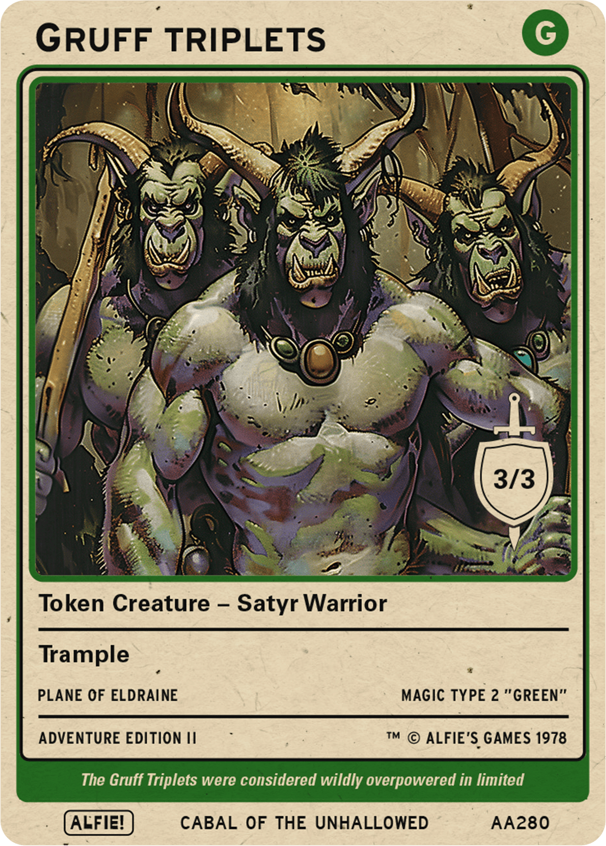 Gruff Triplets token Magic mtg | Custom Retro Style