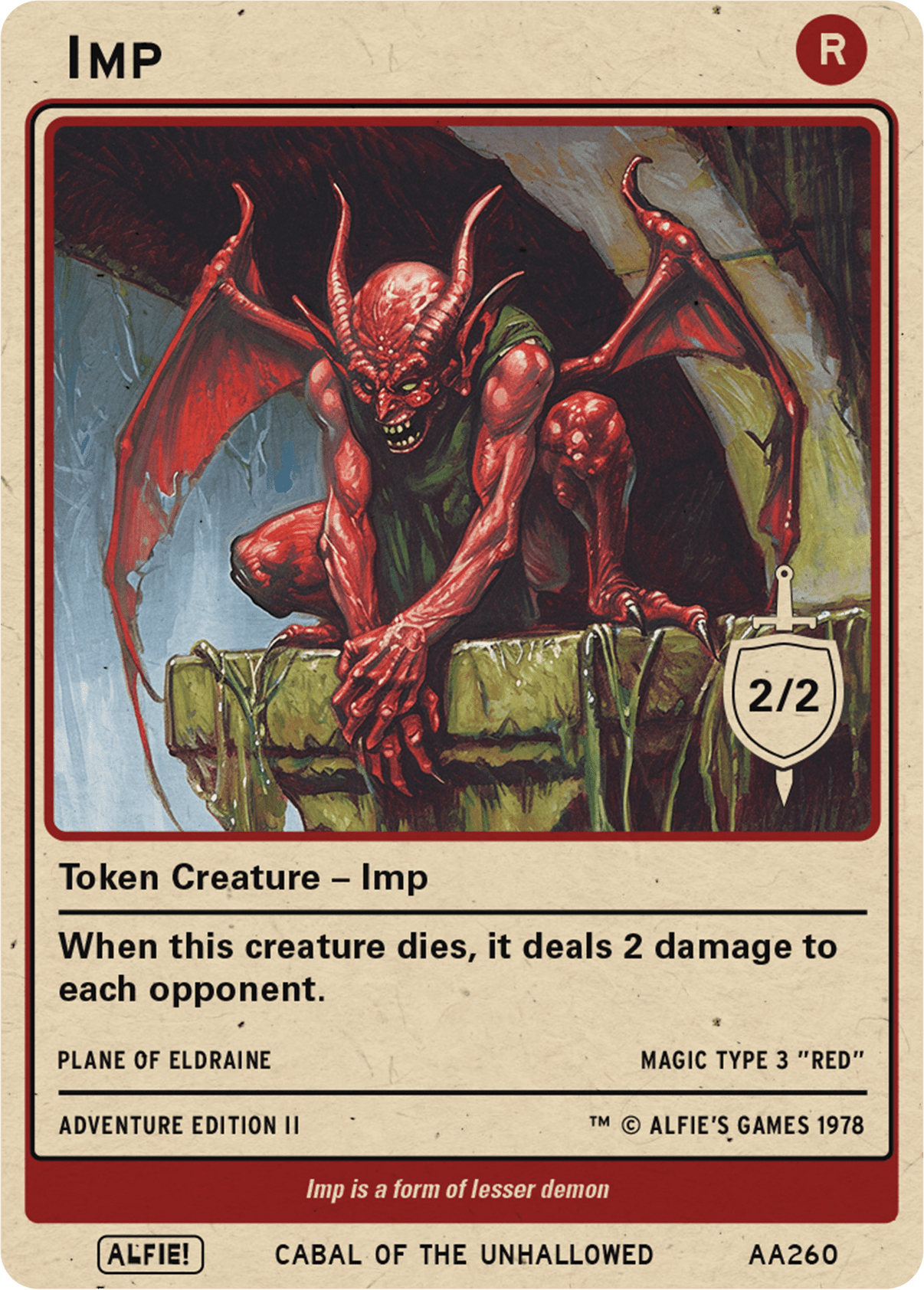 Imp Red token Magic mtg | Custom Retro Style | Alfies! Imp Red token Magic mtg | Custom Retro Style | Alfies!