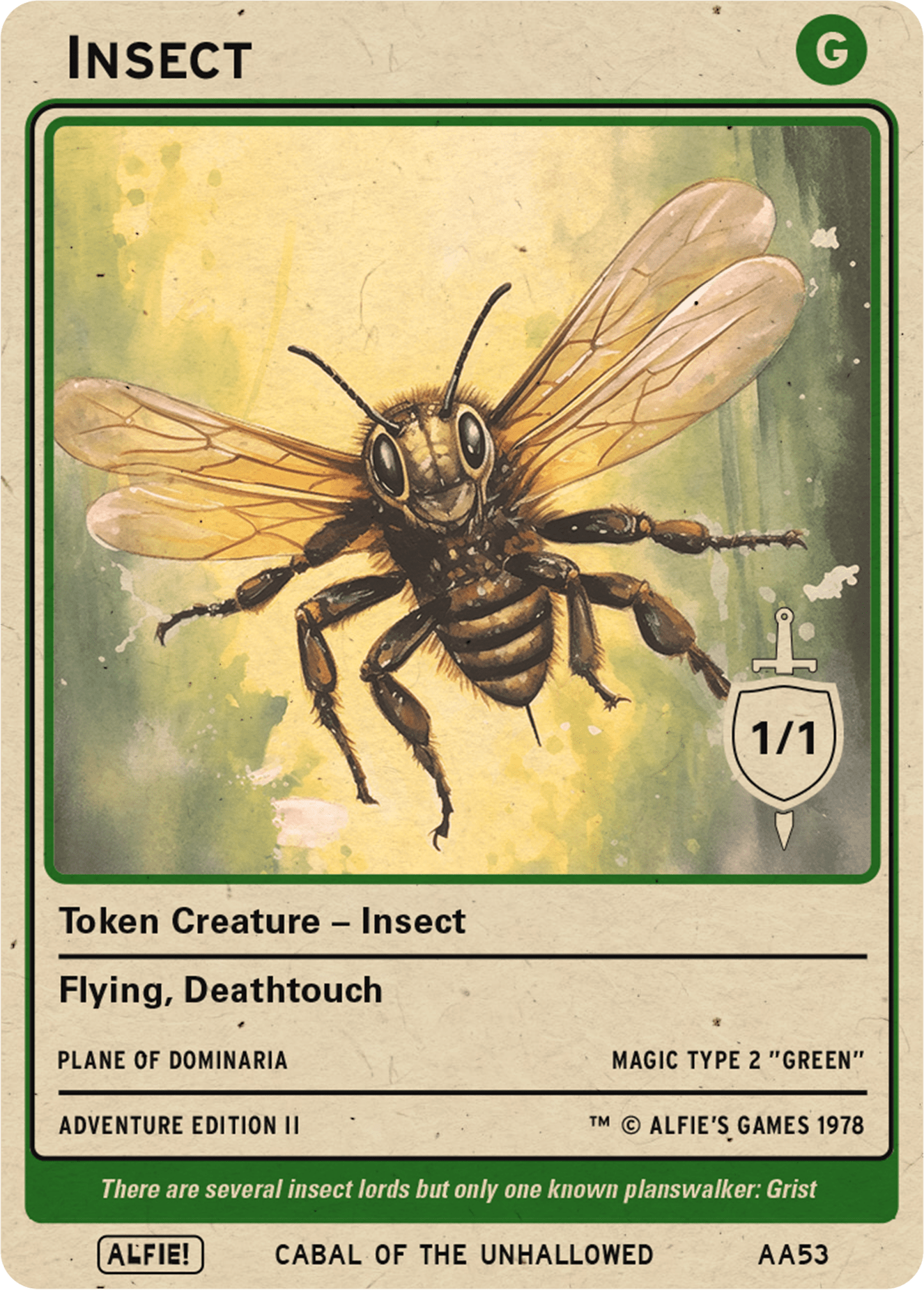 Insect 1/1 Deathtouch token Magic mtg | Custom Retro Style | Alfies!