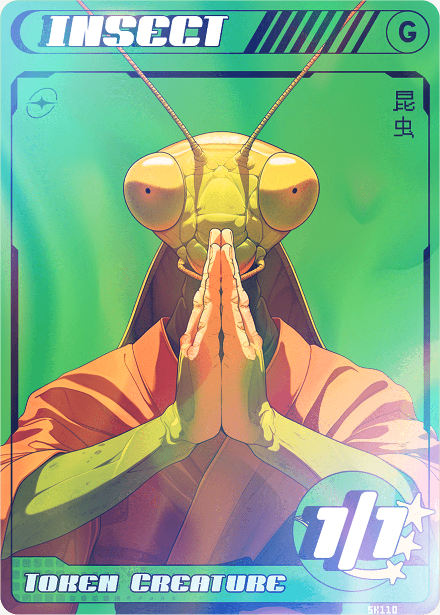 Insect Green 1/1 Foil token Magic mtg | Custom Anime Style | Alfies!