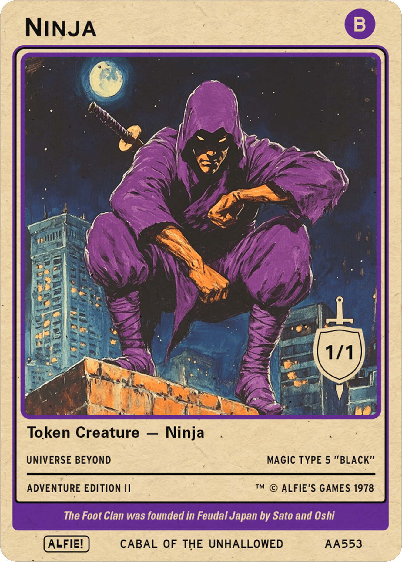 Ninja Black token Magic mtg | Custom Retro Style | Alfies!