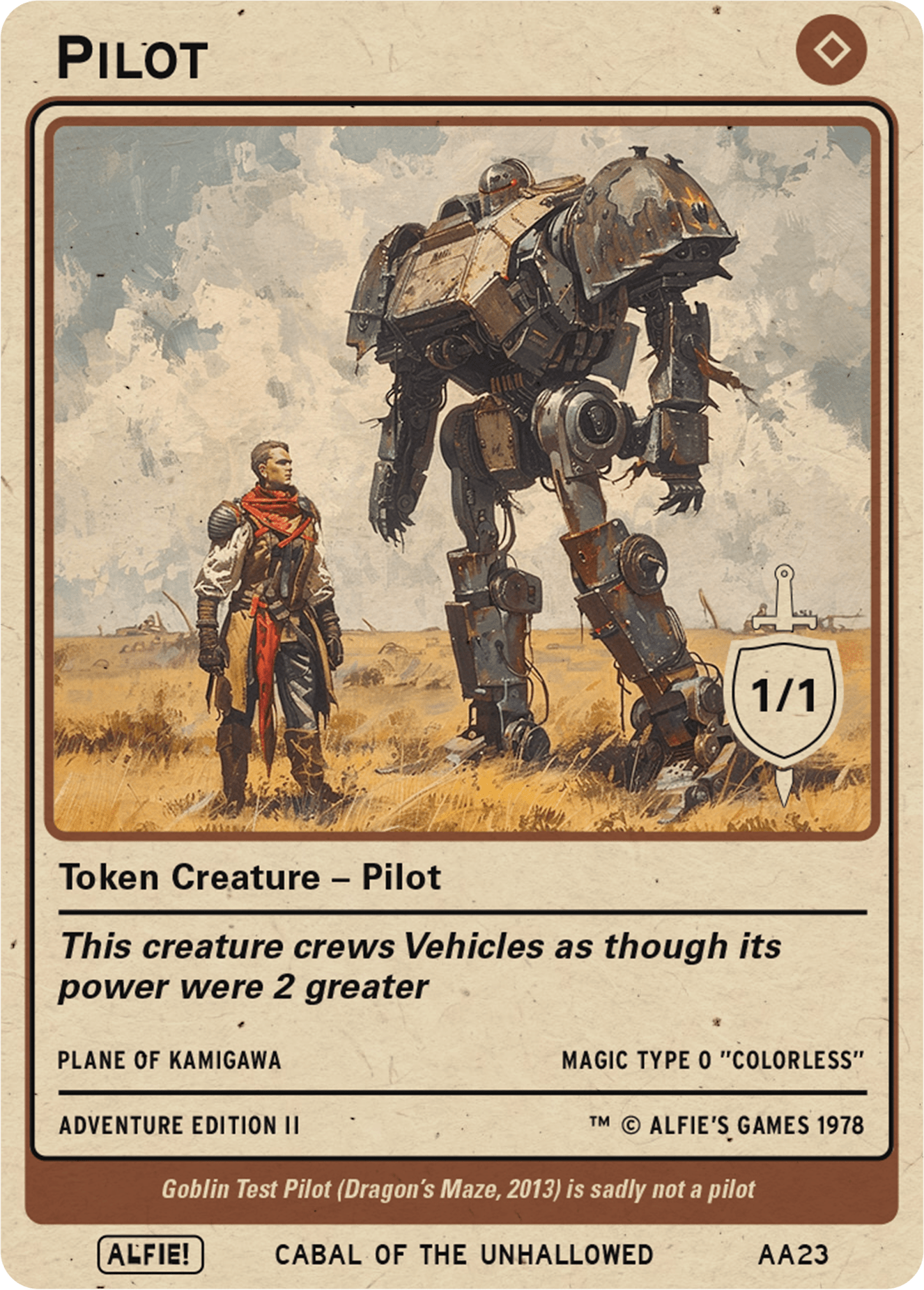 Pilot token Magic mtg | Custom Retro Style | Alfies!
