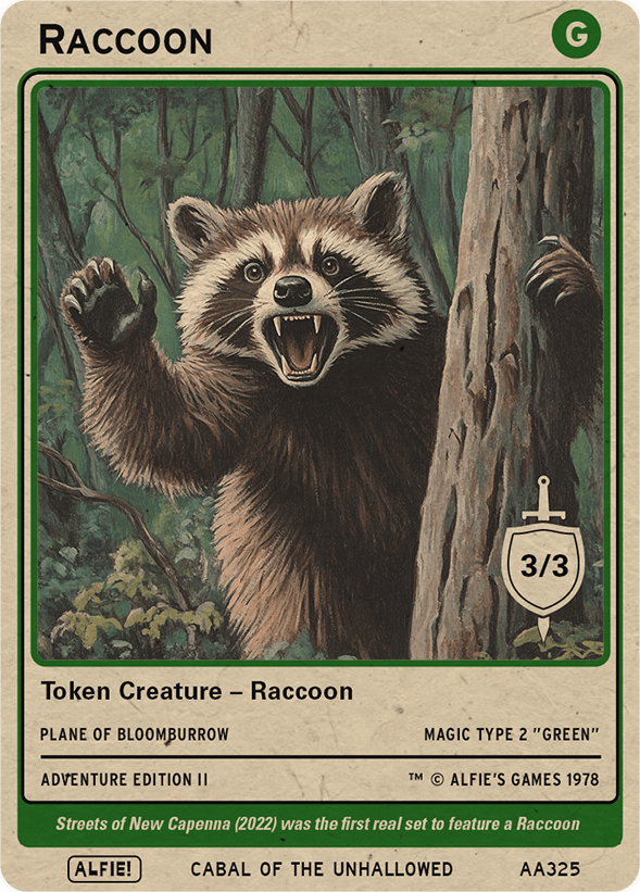 Magic Raccon Raccoon token Magic mtg | Custom Retro Style | Alfies!