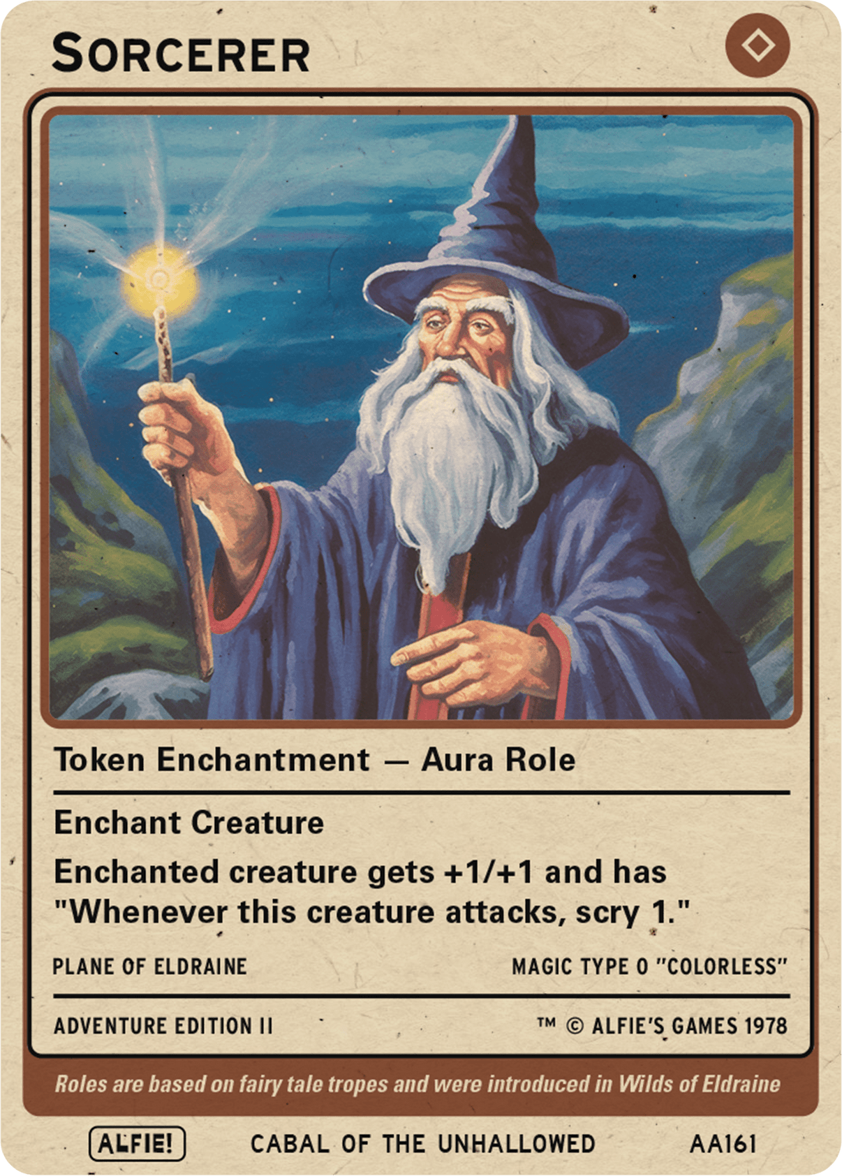 Sorcerer Role token Magic mtg | Custom Retro Style