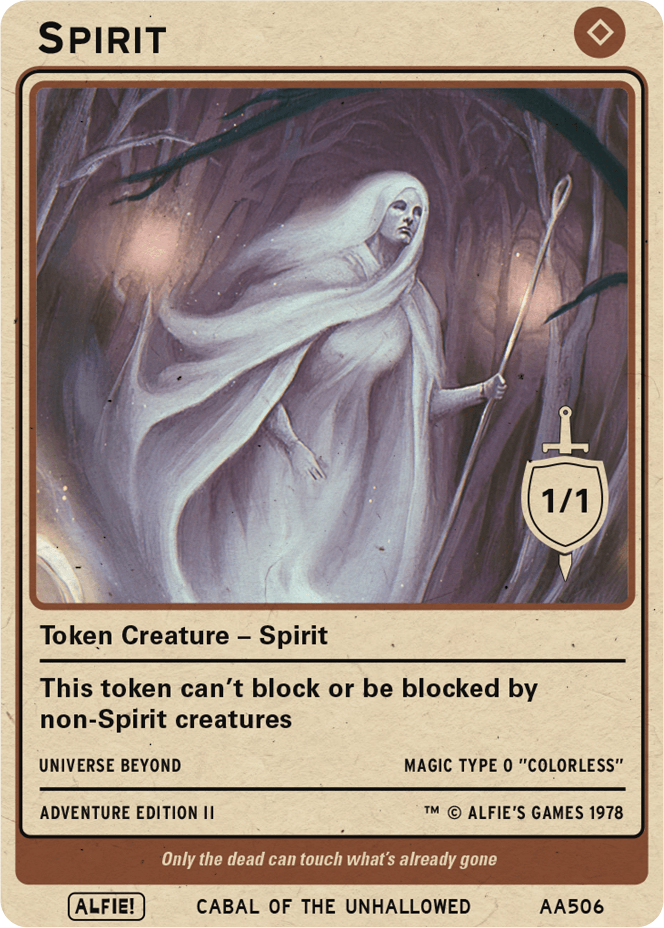 Spirit Colorless token token Magic mtg | Custom Retro Style | Alfies!
