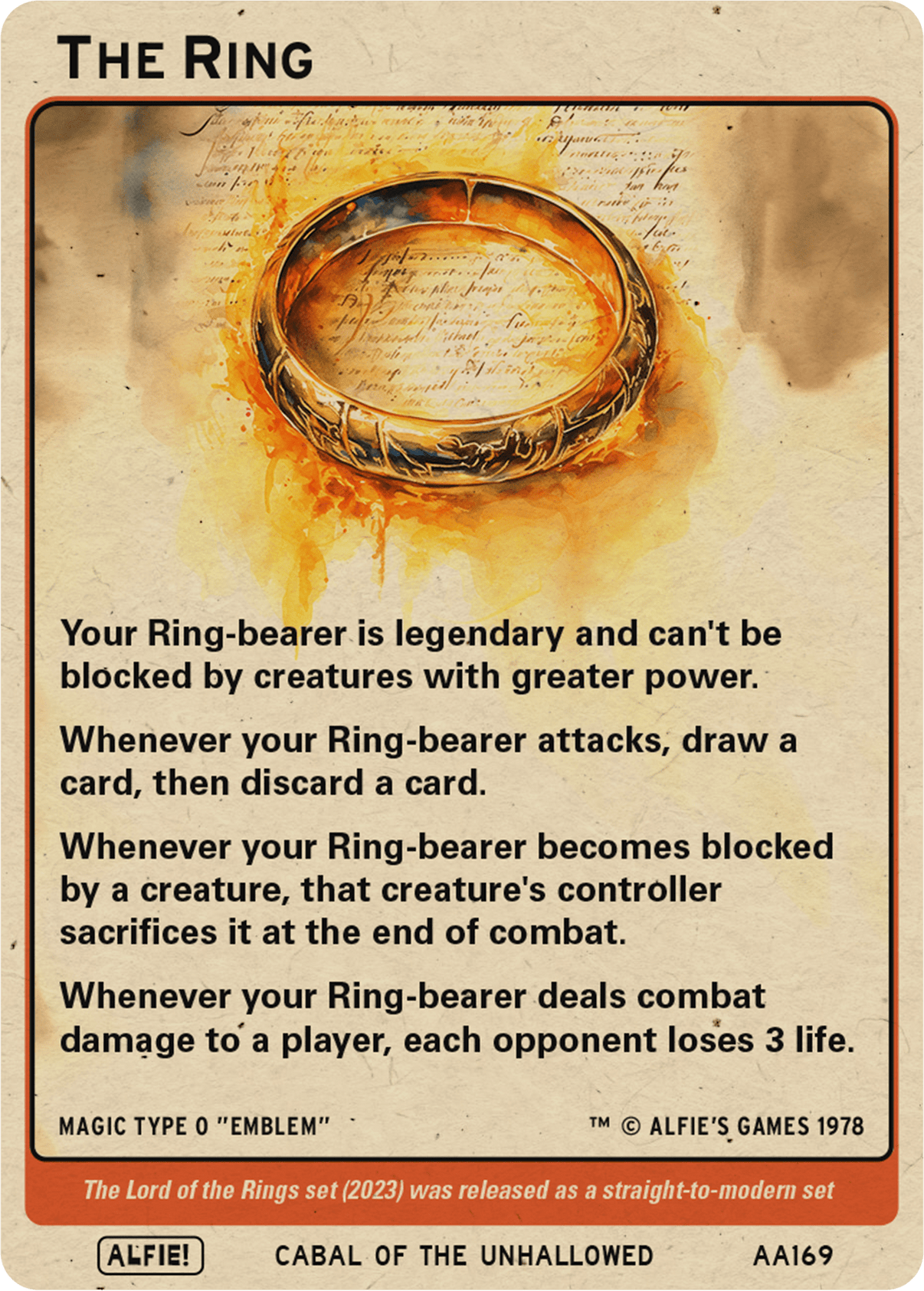 The One Ring token Magic mtg | Custom Retro Style | Alfies! The One Ring token Magic mtg | Custom Retro Style | Alfies!