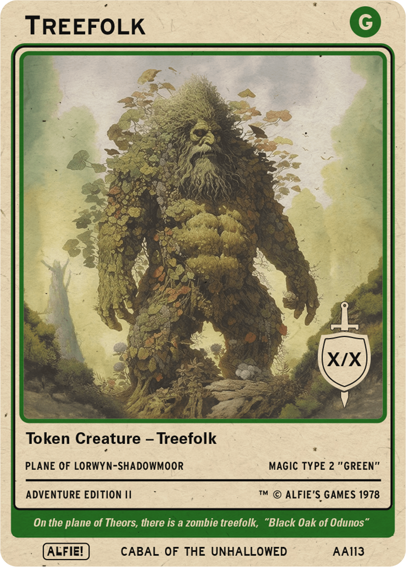Treefolk Token Treefolk X/X token Magic mtg | Custom Retro Style | Alfies!