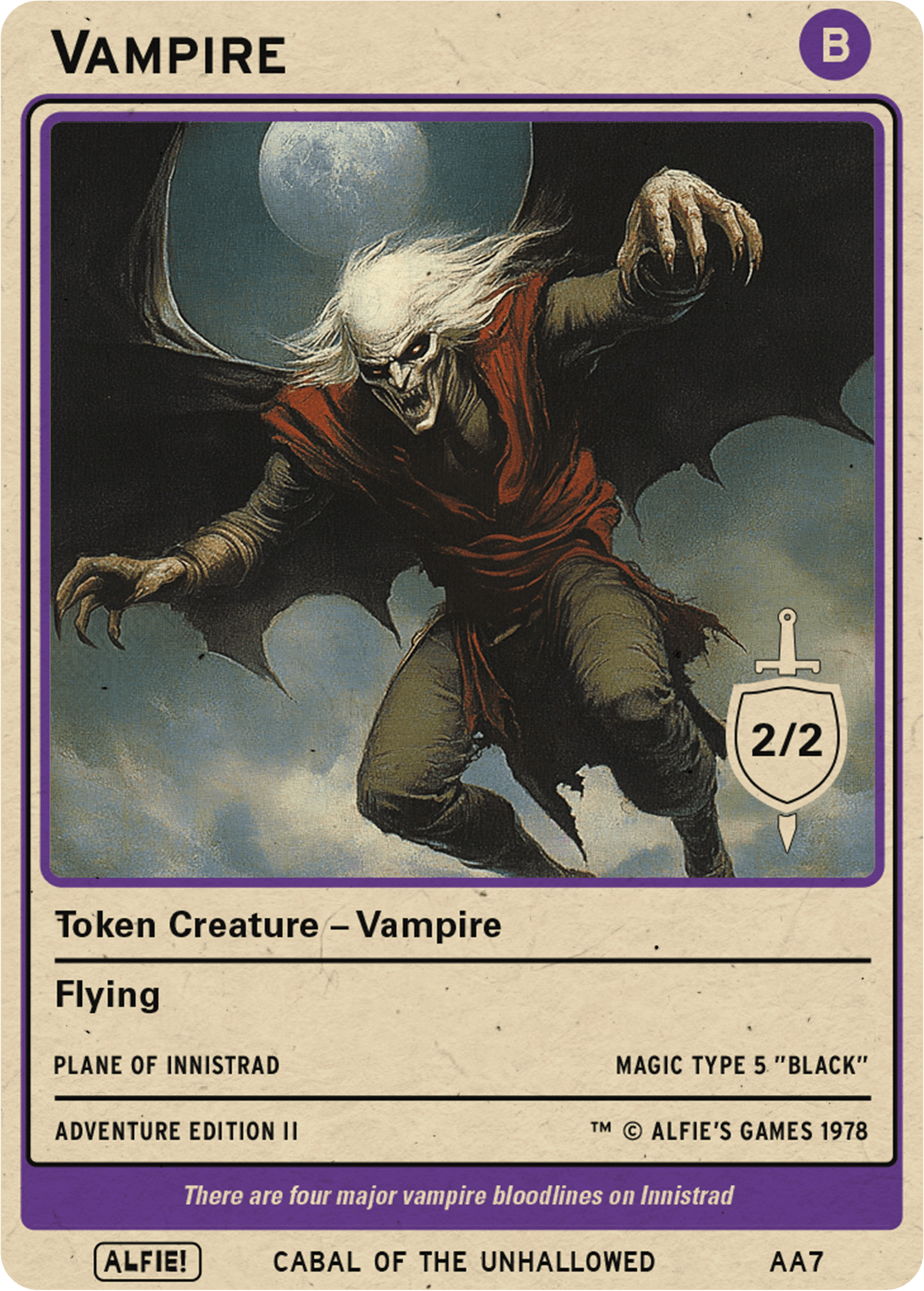 Vampire 2/2 Flying token Magic mtg | Custom Retro Style