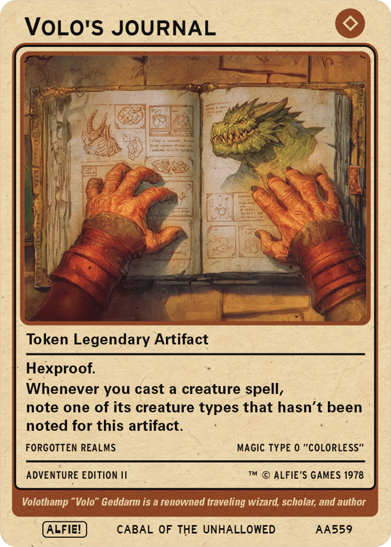 Volo's Journal token Magic mtg | Custom Retro Style | Alfies!