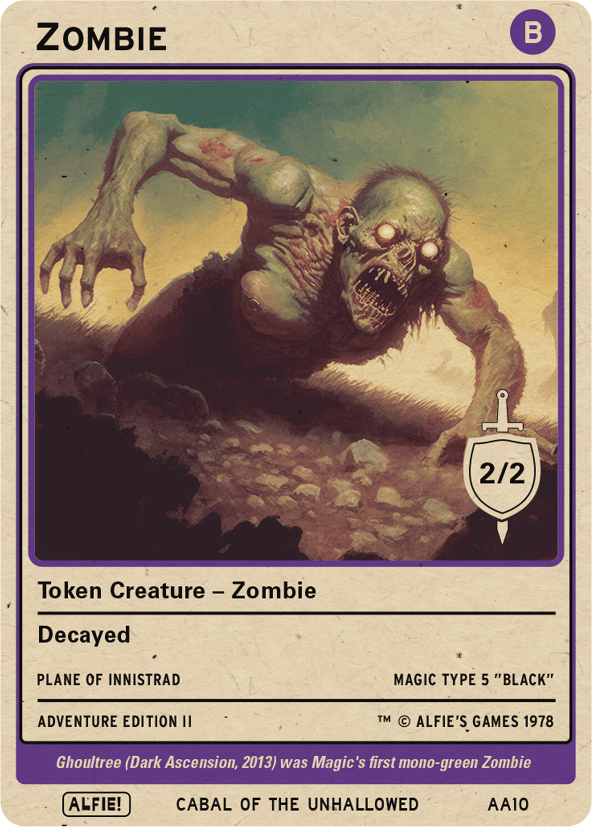 mtg decayed cards Zombie Decayed token Magic mtg | Custom Retro Style