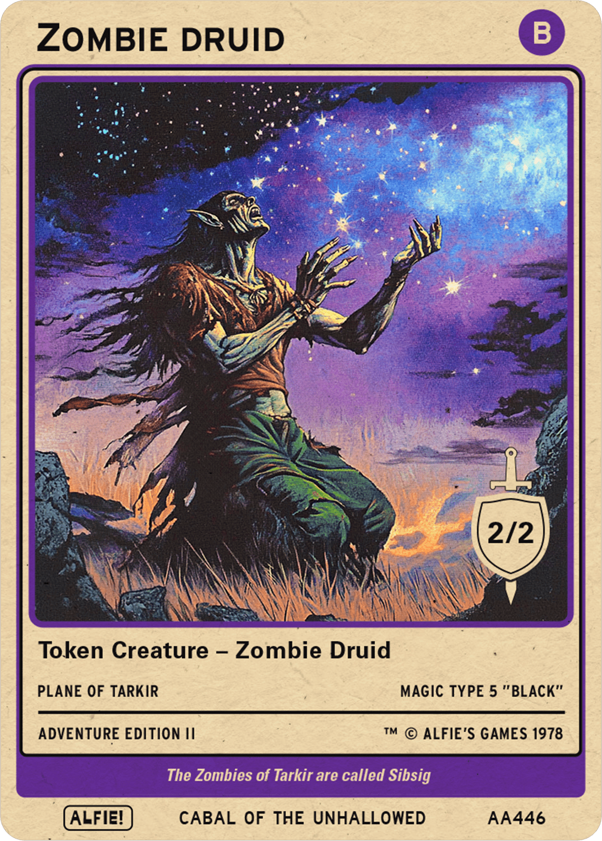 Zombie Druid token Magic mtg | Custom Retro Style