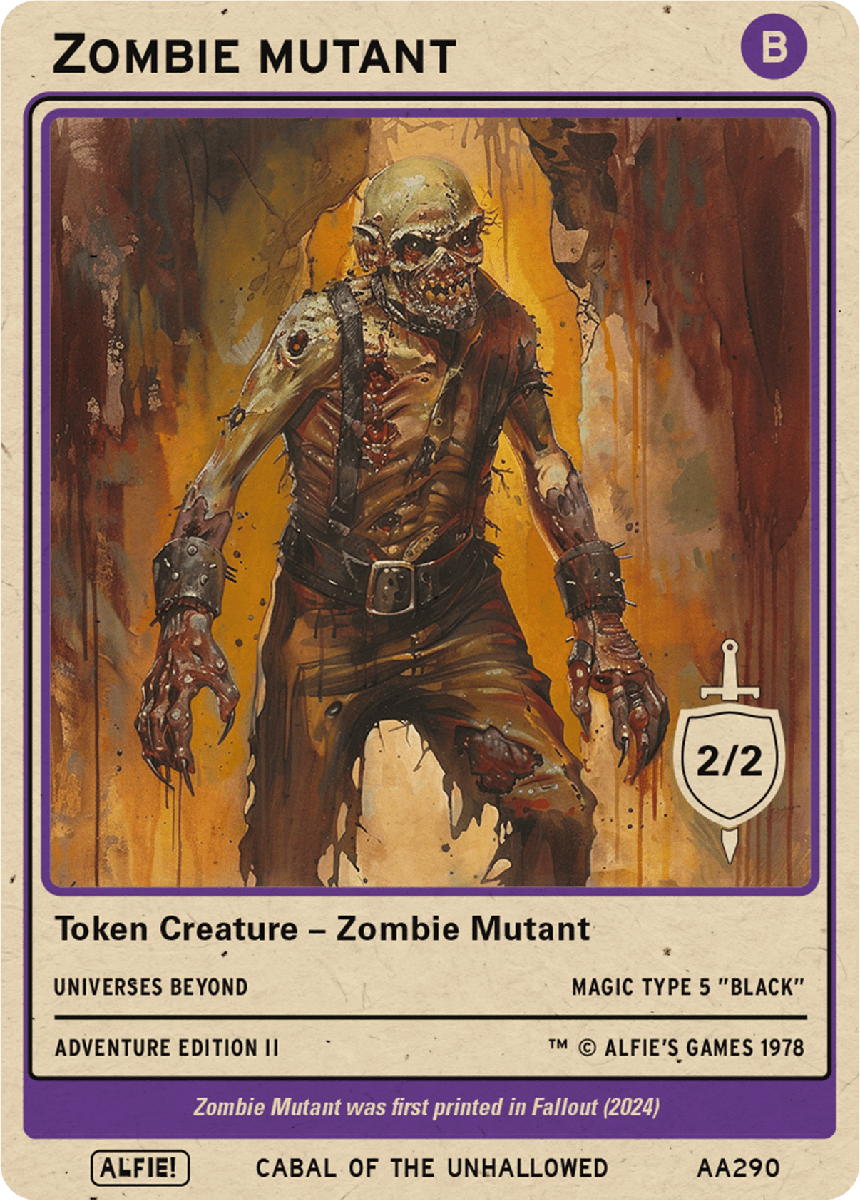 Zombie Mutant token Magic mtg | Custom Retro Style | Alfies! Zombie Mutant token Magic mtg | Custom Retro Style | Alfies!